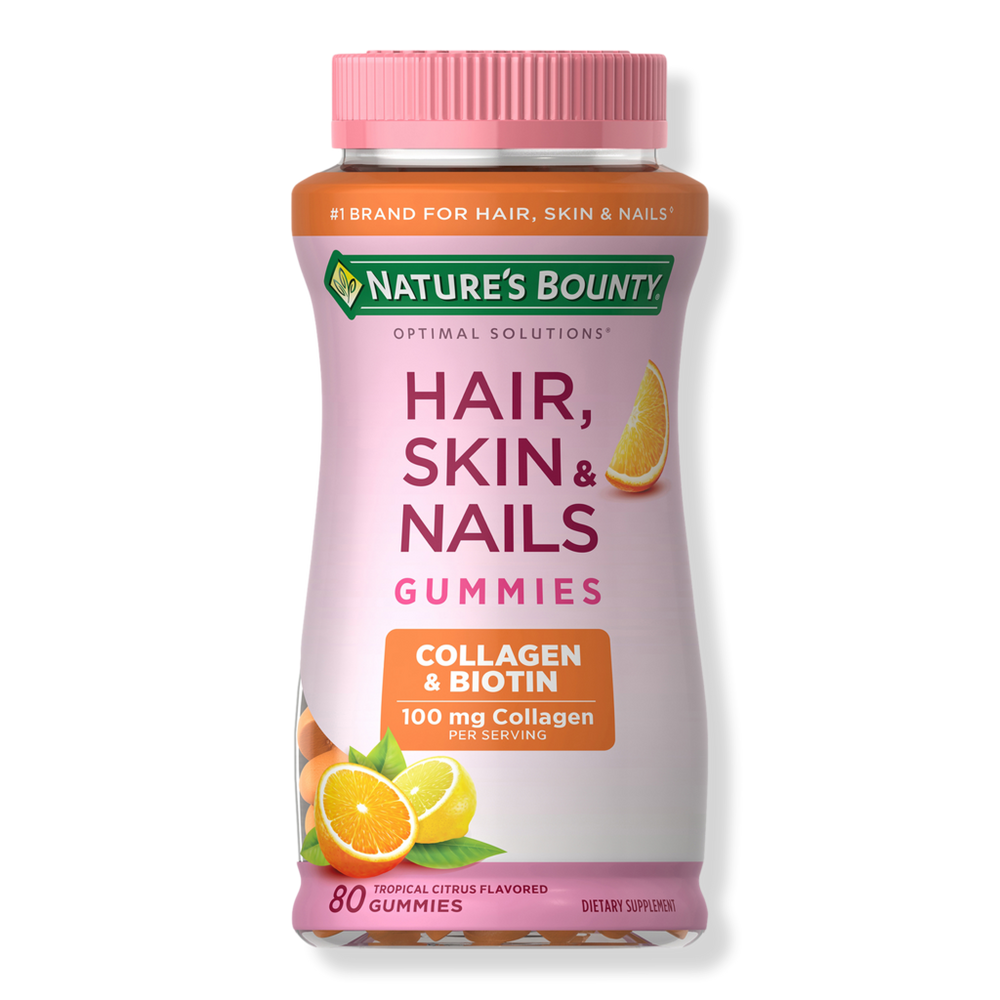 Nature's Bounty Tropical Citrus Hair, Skin & Nails Collagen & Biotin Gummy Vitamins