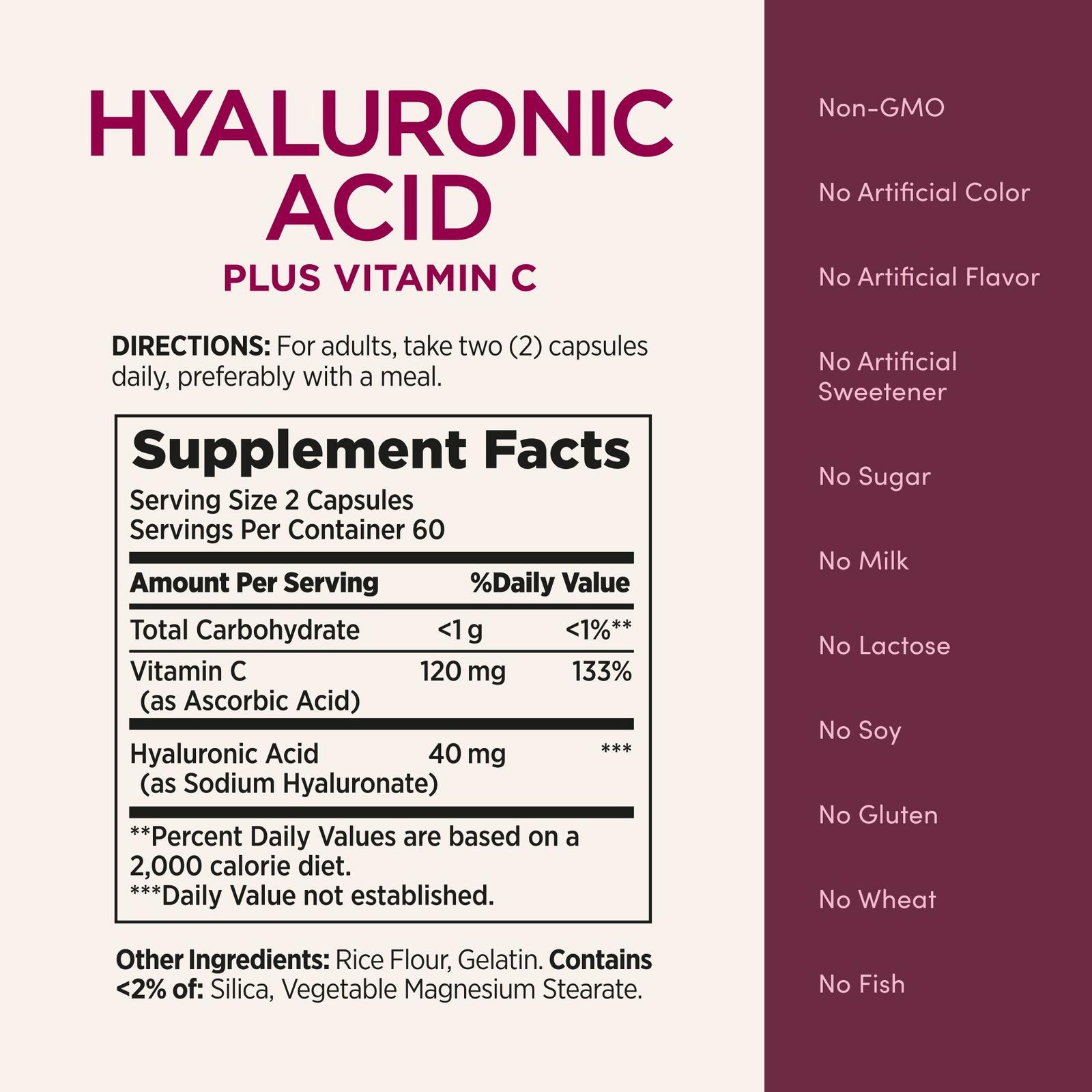 Hyaluronic Acid Plus Vitamin C Capsules for Glowing Skin