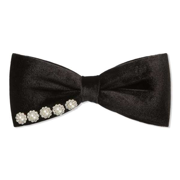 Scünci Elite Black Bow Barrette with Pearls #1
