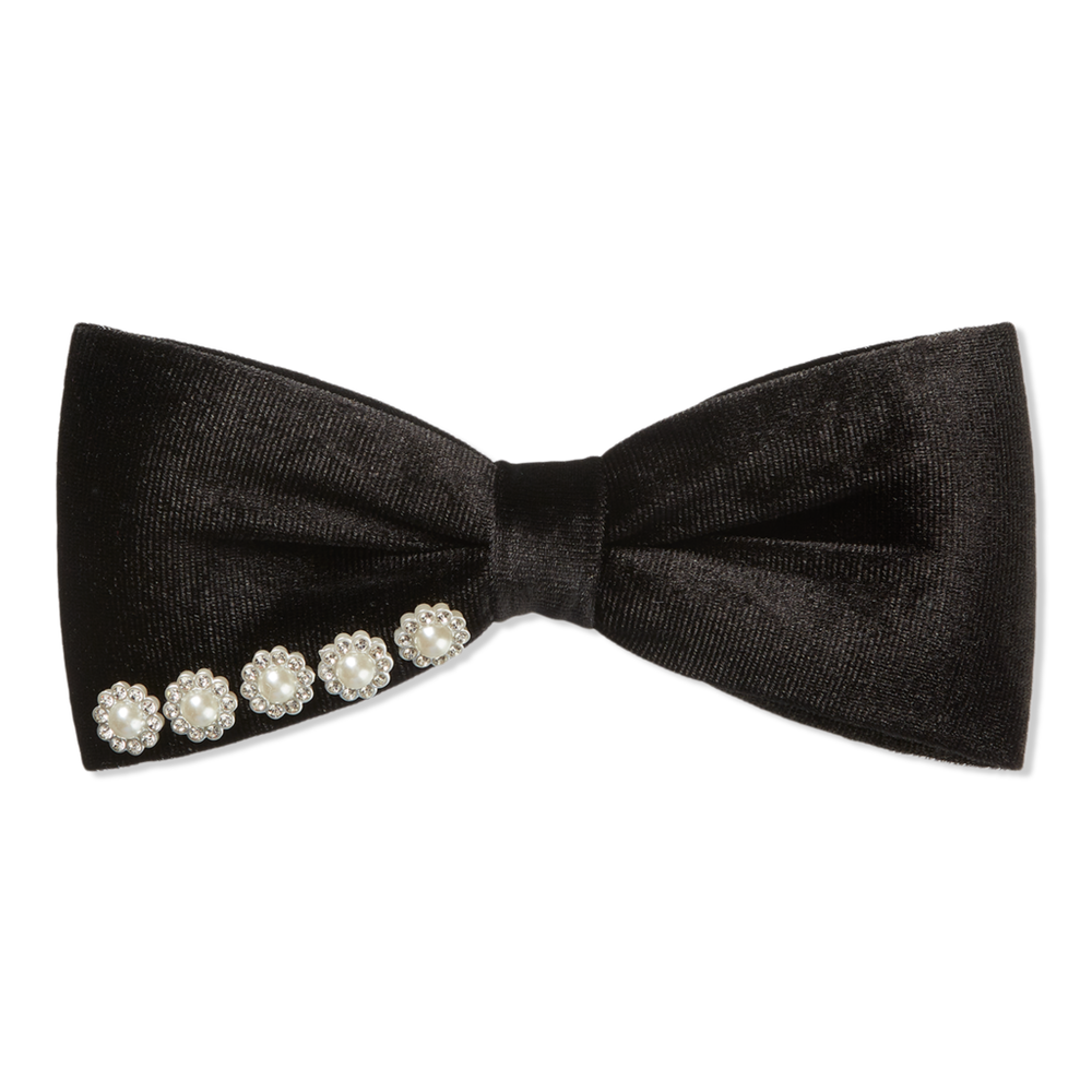 Scünci Elite Black Bow Barrette With Pearls