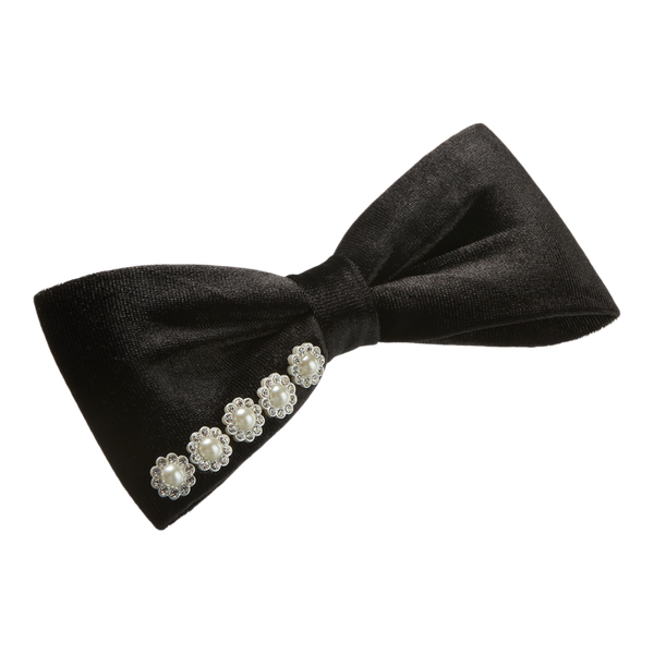 Scünci Elite Black Bow Barrette with Pearls #4