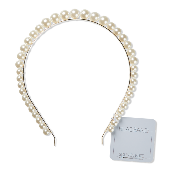 Scünci Elite Skinny Pearl Headband Gold #1