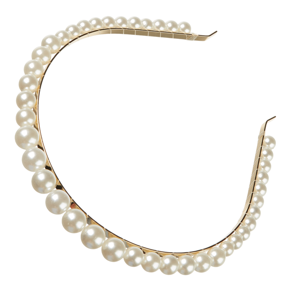 Scünci Elite Skinny Pearl Headband Gold #3