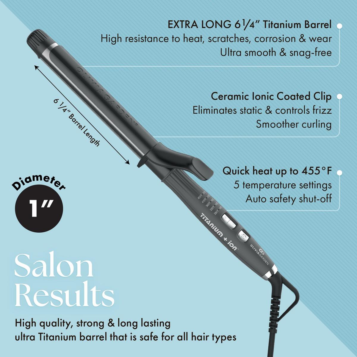 Titanium + Ion Professional Curling Iron - 1.0 inch