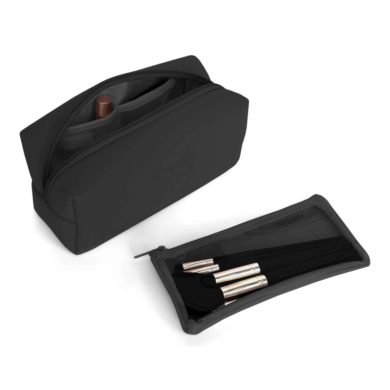 Cosmetic Case with Brush Pouch - Black