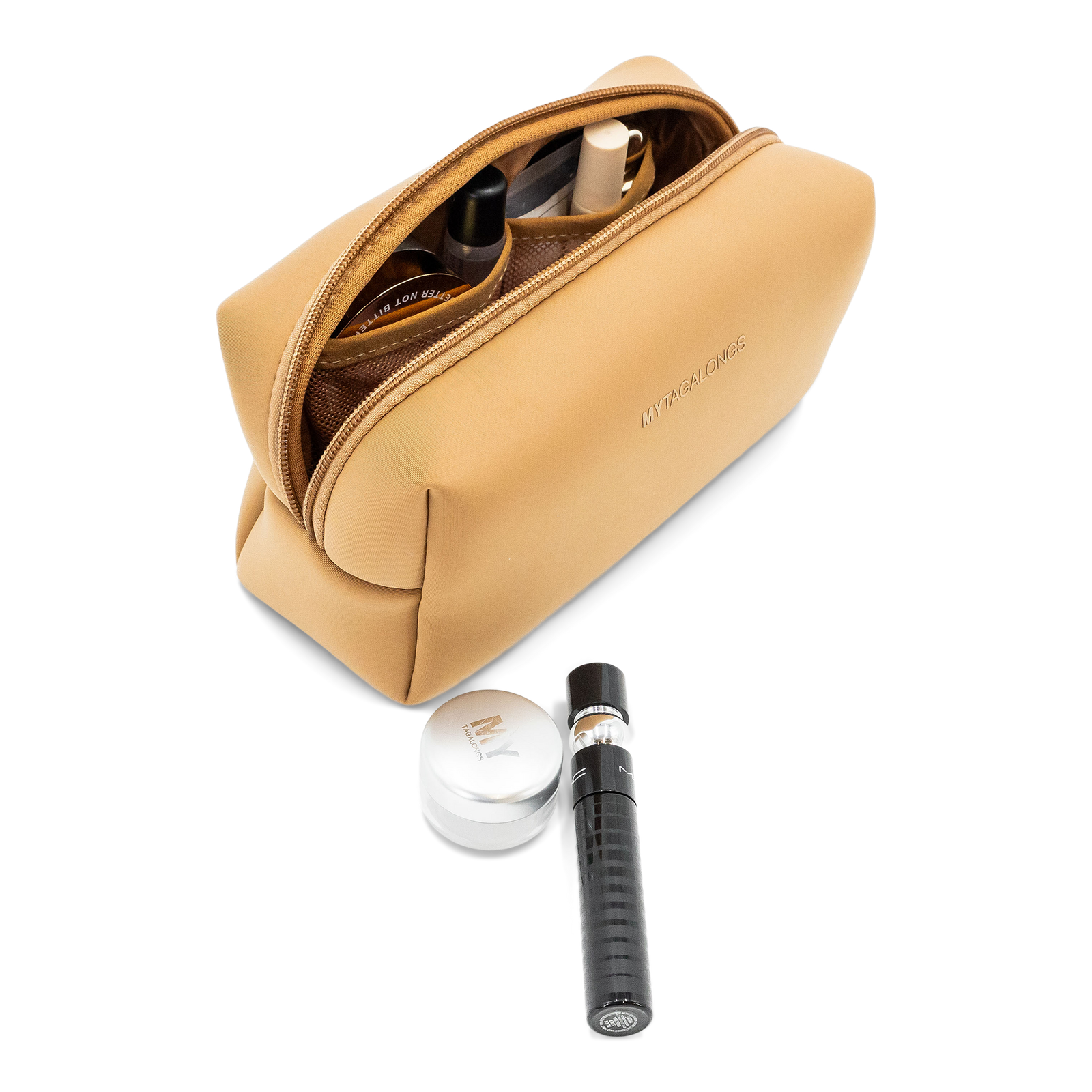Cosmetic Case with Brush Pouch - Caramel