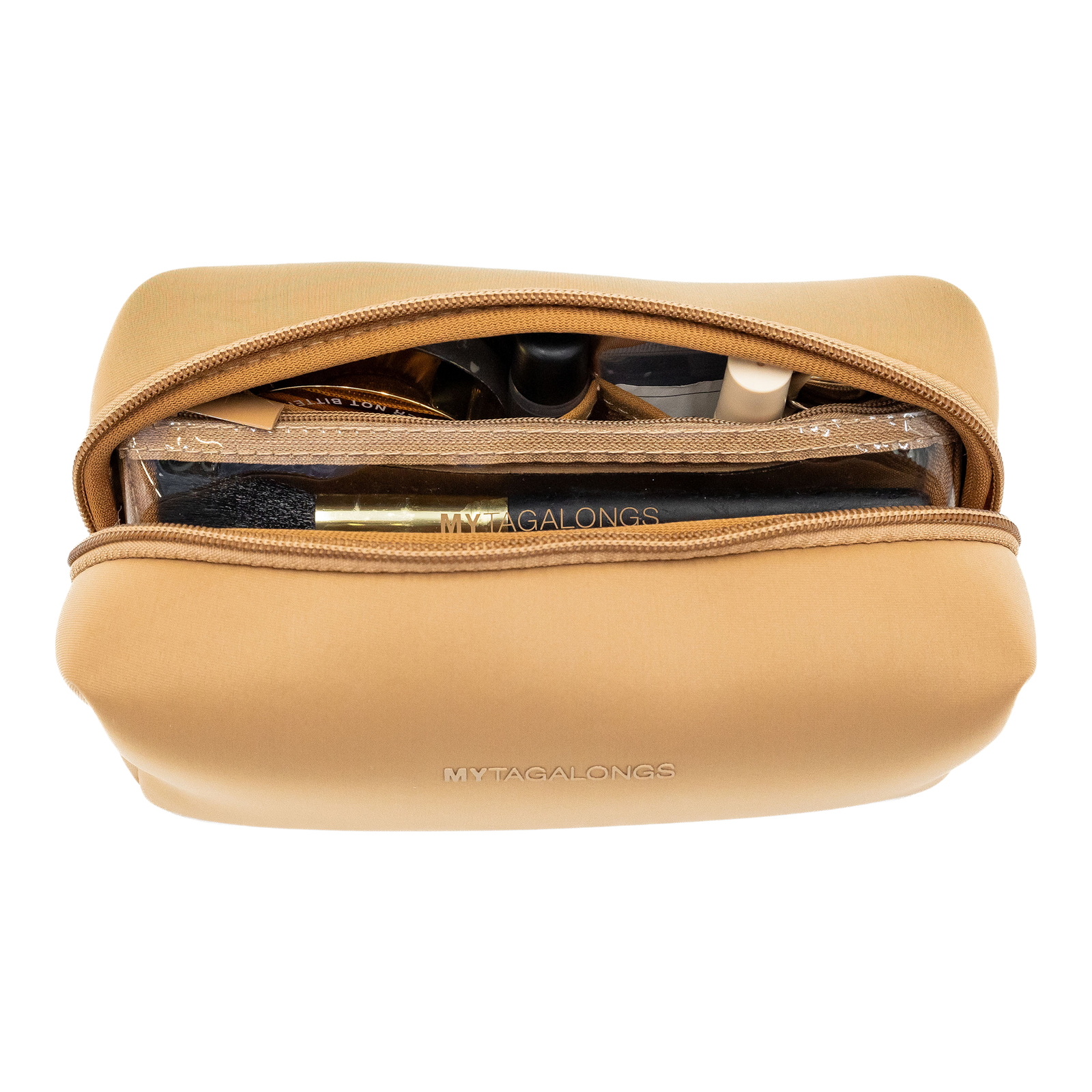 Cosmetic Case with Brush Pouch - Caramel