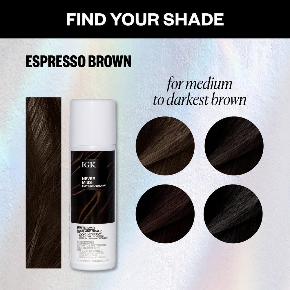 NEVER MISS Root and Scalp Touch-Up Spray - Espresso Brown