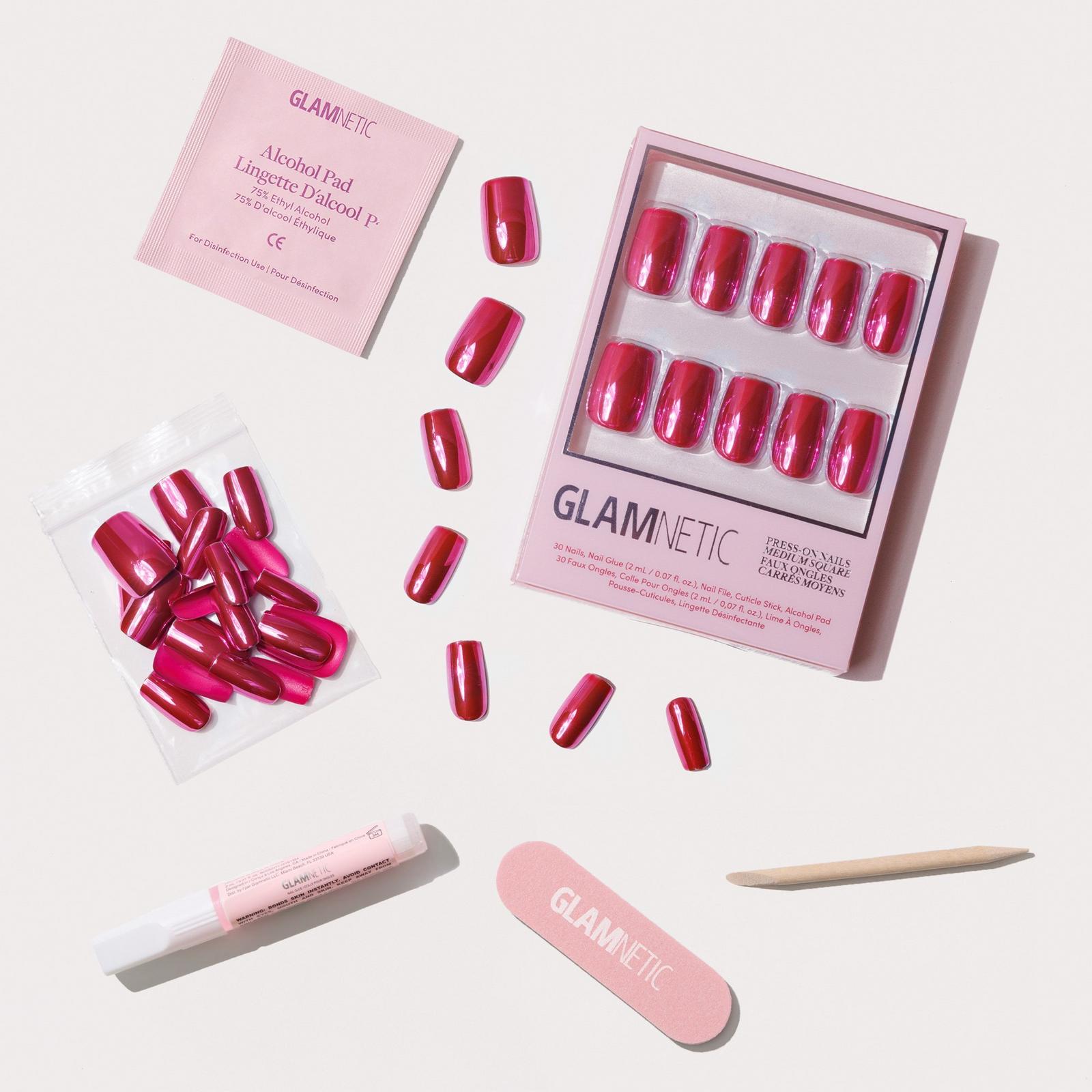 Pink Alloy Press-On Nails