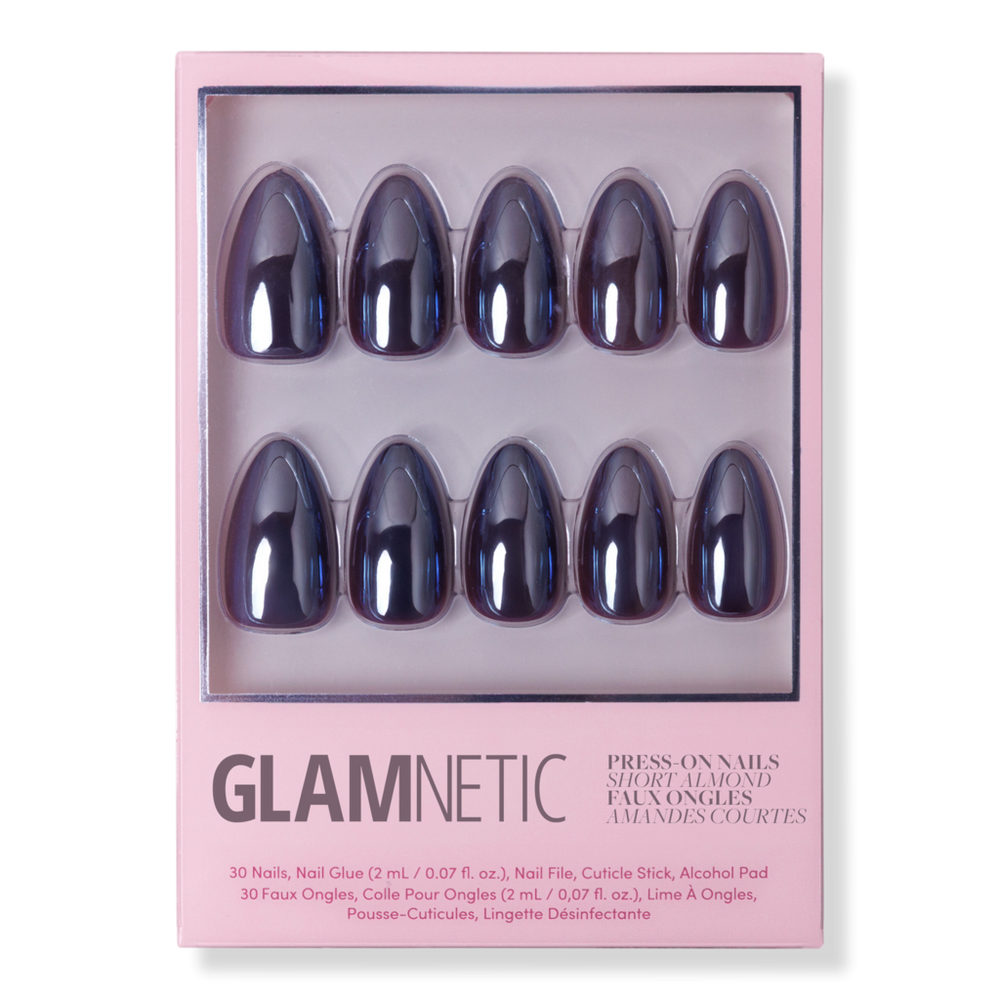 Glamnetic Burgundy Chrome Press-on Nails