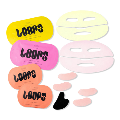 LOOPS Sculpt & Glow Hydrogel Face & Eye Mask 4 Piece Set + Gua Sha