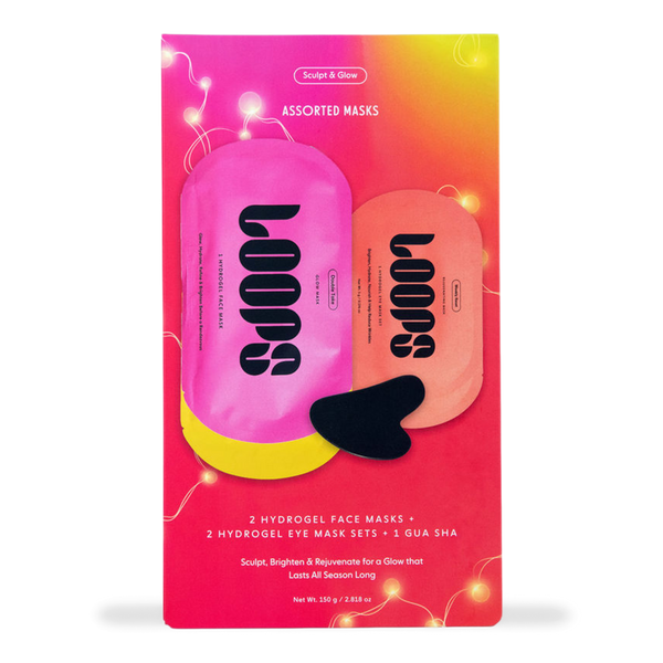 LOOPS Sculpt & Glow Hydrogel Face & Eye Mask 4 Piece Set + Gua Sha #2