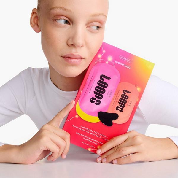 LOOPS Sculpt & Glow Hydrogel Face & Eye Mask 4 Piece Set + Gua Sha #3