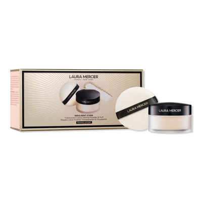 Laura Mercier Indulgent Icons Translucent Loose Setting Powder & Velour Puff Set