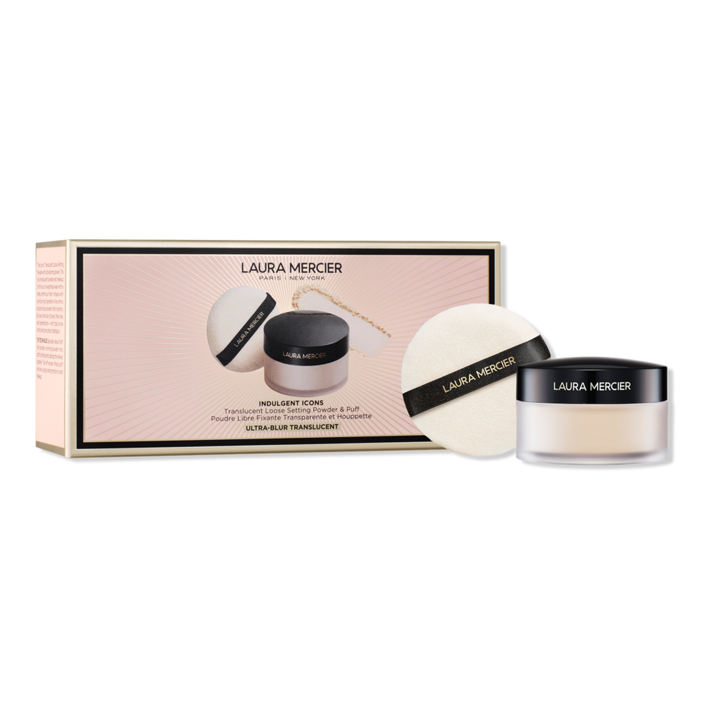 Laura Mercier Indulgent Icons Translucent Loose Setting Powder Ultra-blur & Velour Puff Set