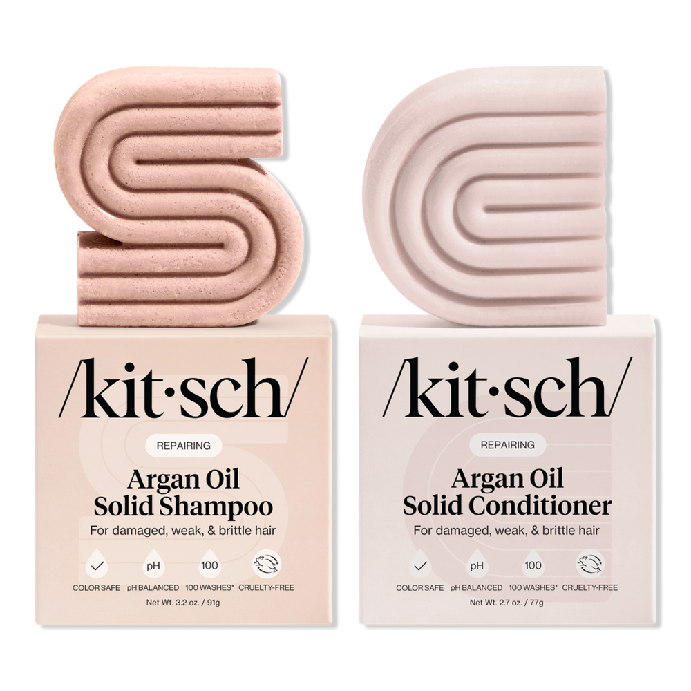 Kitsch Repairing Argan Oil Solid Shampoo & Conditioner Bar Combo Pack - Toasted Vanilla & Macadamia Milk
