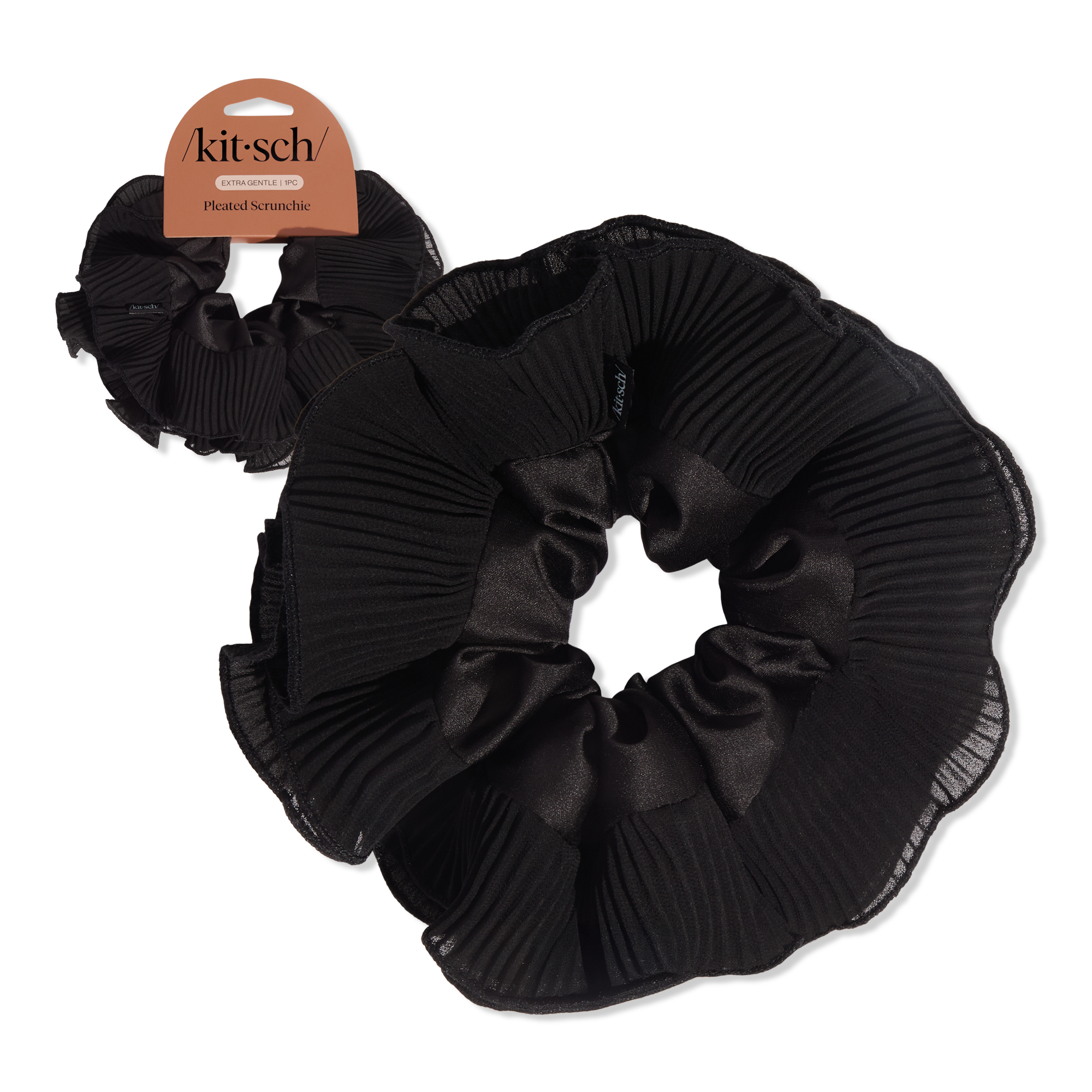 Kitsch Pleated Scrunchie - Halloween Black #1