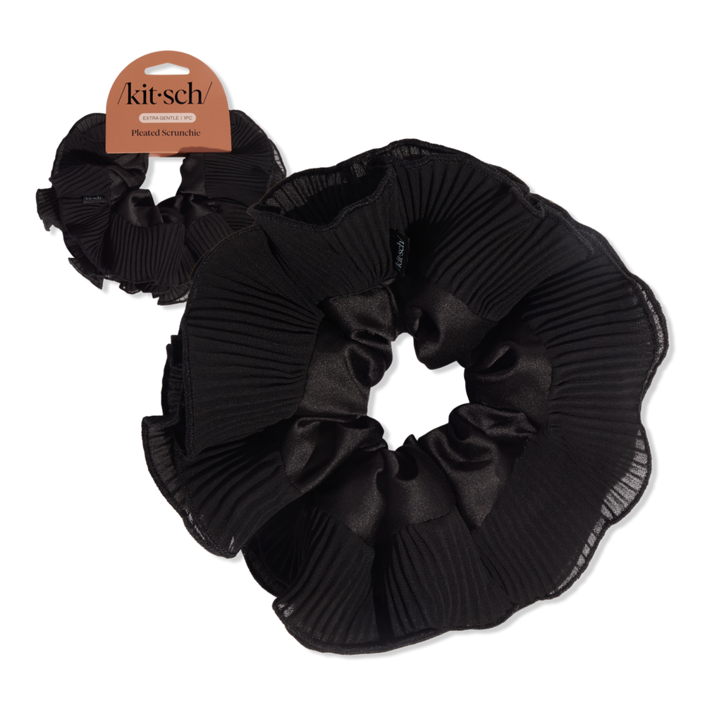 Kitsch Pleated Scrunchie - Halloween Black
