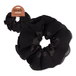 Kitsch Pleated Scrunchie - Halloween Black