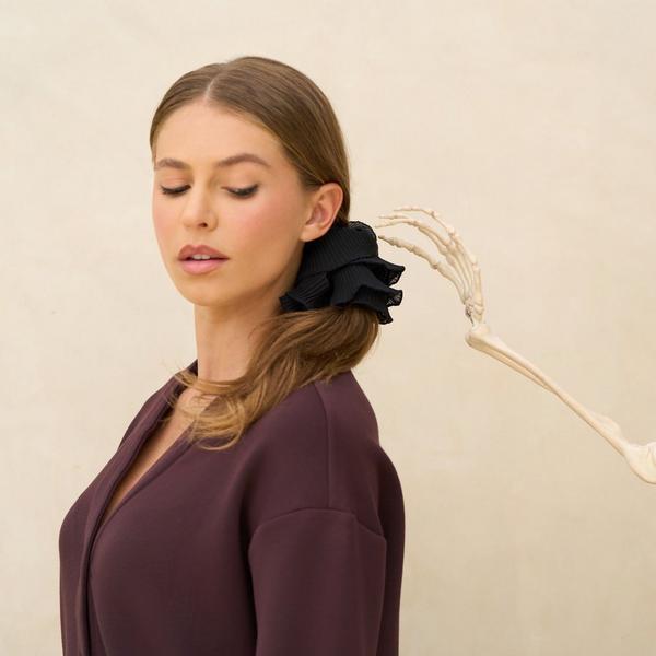 Kitsch Pleated Scrunchie - Halloween Black #4