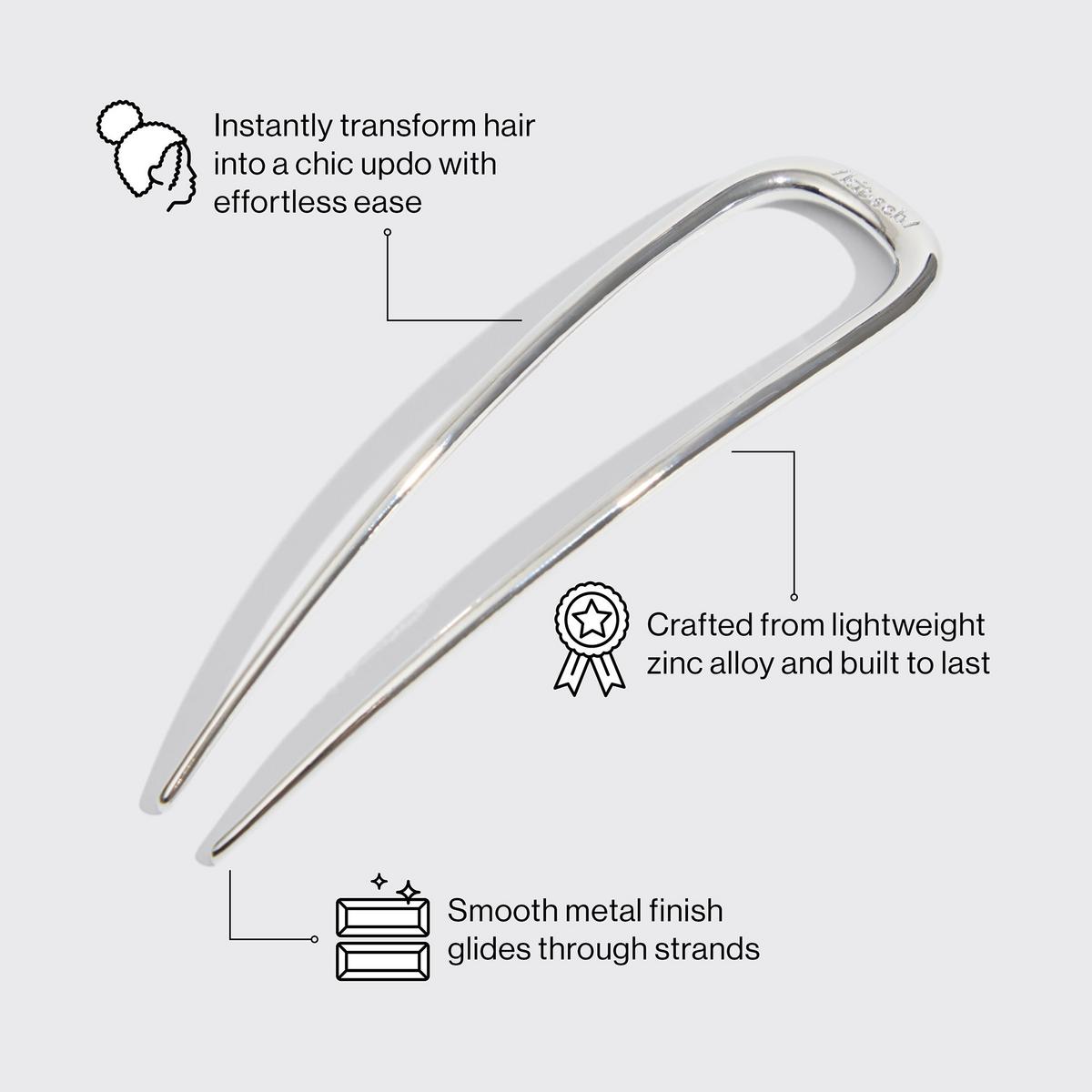 Metal French Hair Pin - Silver