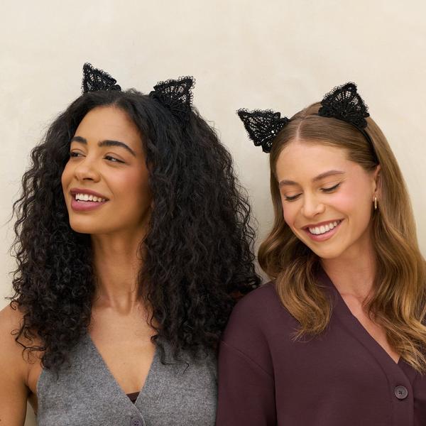 Kitsch Lace Headband & Mask 2 Piece Set - Black Cat #6