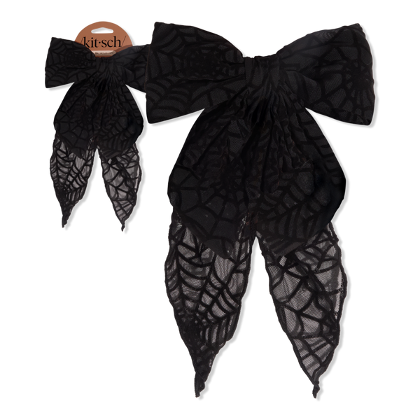 Kitsch Oversized Bow Hair Clip - Spiderweb #1