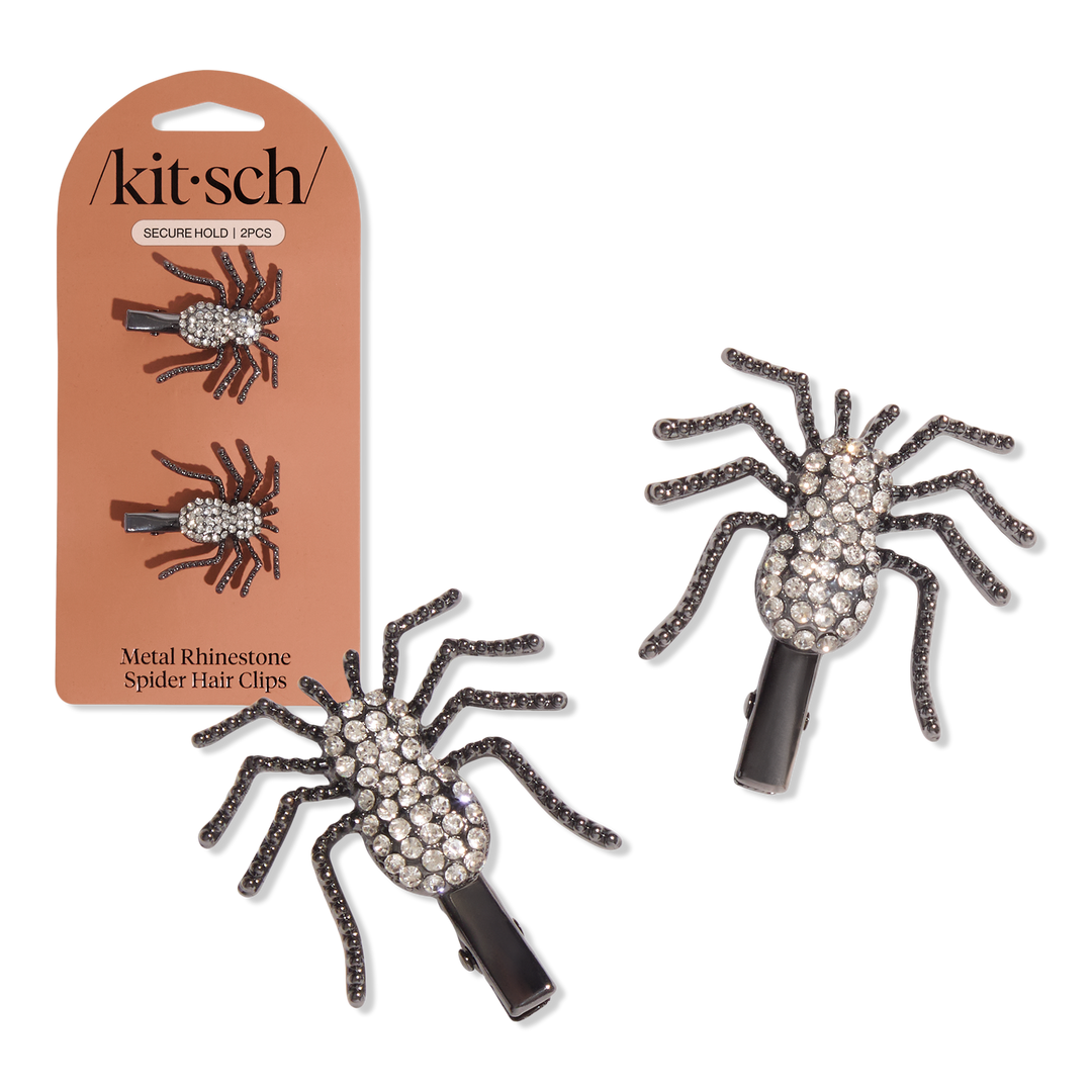 Kitsch Metal Rhinestone Hair Clips 2 Piece Set - Spider #1