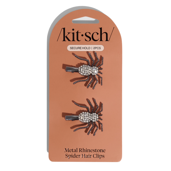 Kitsch Metal Rhinestone Hair Clips 2 Piece Set - Spider #3