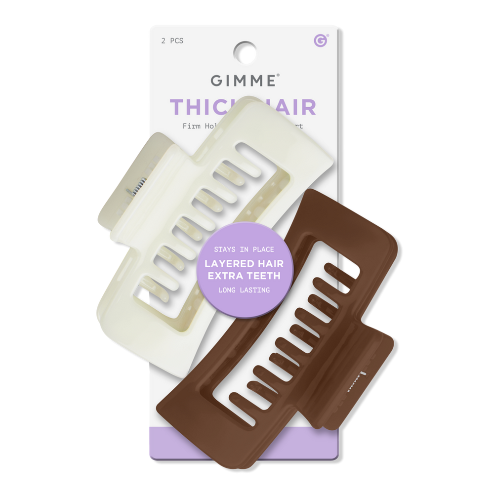 Gimme Beauty Thick Hair Double Teeth Rectangle Claw Clip - Cream/brown In Multi