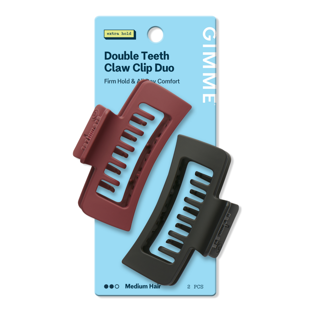 Gimme Beauty Rectangle Double Teeth Claw Clip - Black/maroon In Multi