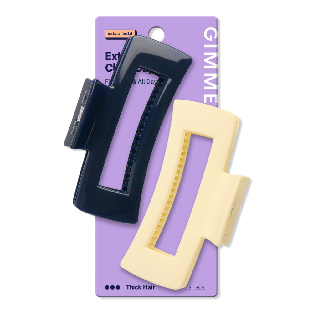 Gimme Beauty Extra Grip Rectangle Claw Clip For Medium Hair - Navy/butter