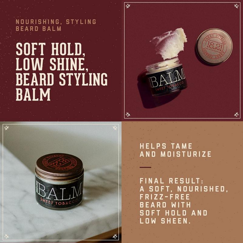 18.21 Man Made - Sweet Tobacco Low Hold, Soft Shine Beard Balm