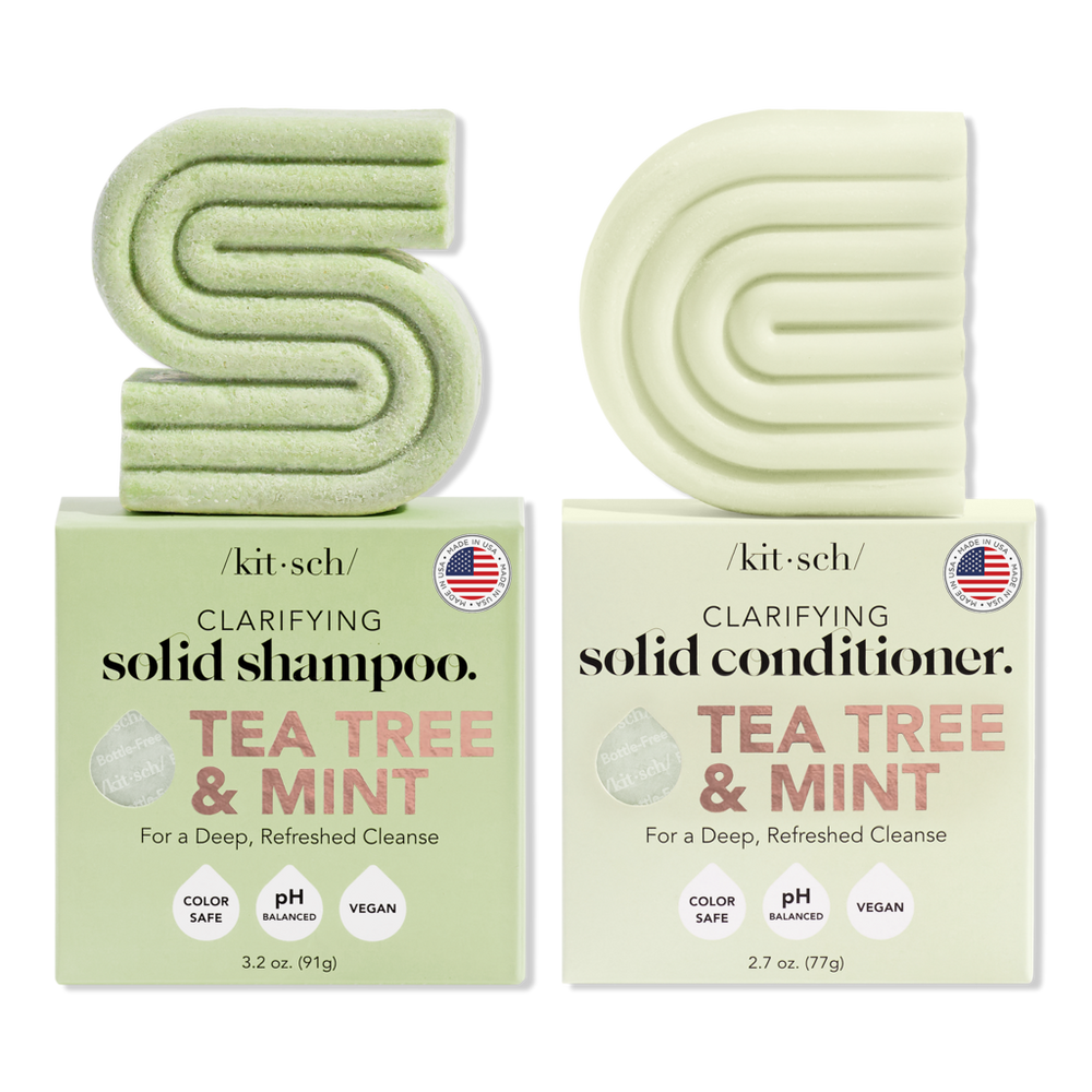 Kitsch Tea Tree Shampoo + Conditioner Bar Combo - White Tea, Tea Tree & Mint