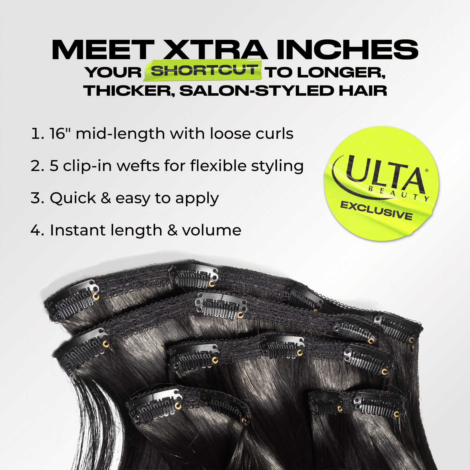 Xtra Inches Clip-in Extensions - Jet Black