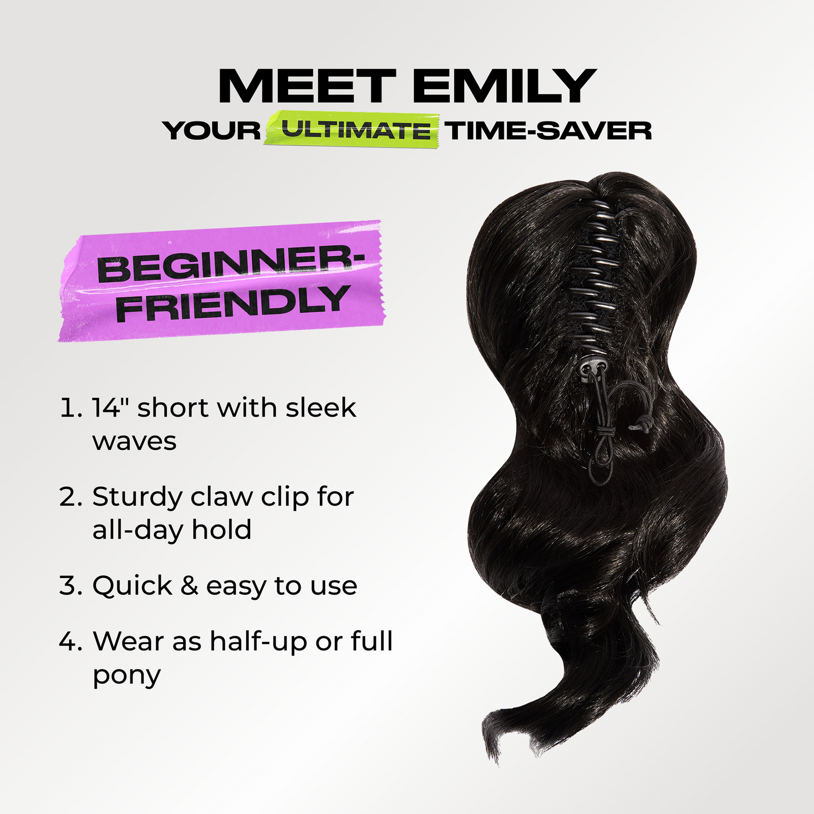 Emily Ponytail Extension - Jet Black
