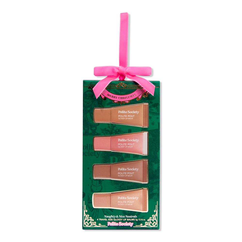 Polite Society Naughty & Nice Neutrals 4 Travel Size Glossy Lip Balms