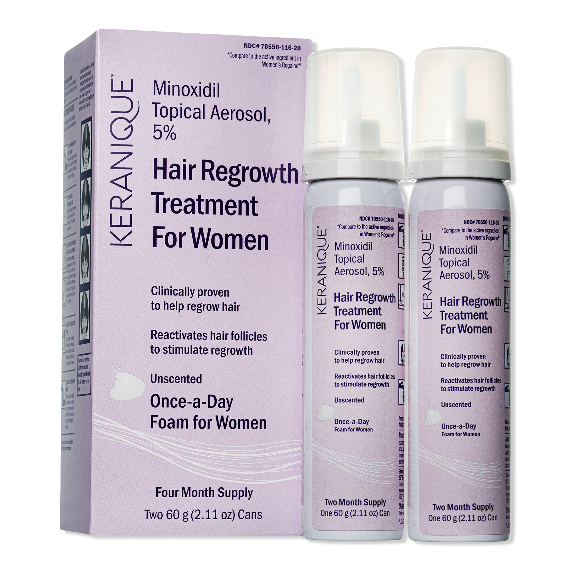 Keranique Hair Regrowth Treatment 5% Minoxidil Foam 2 Pack #1