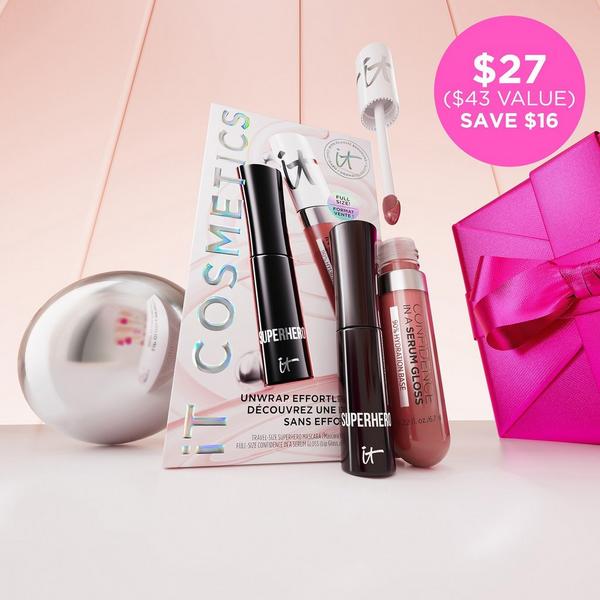 IT Cosmetics Unwrap Effortless Color Mascara & Lip Gloss Makeup Gift Set #6