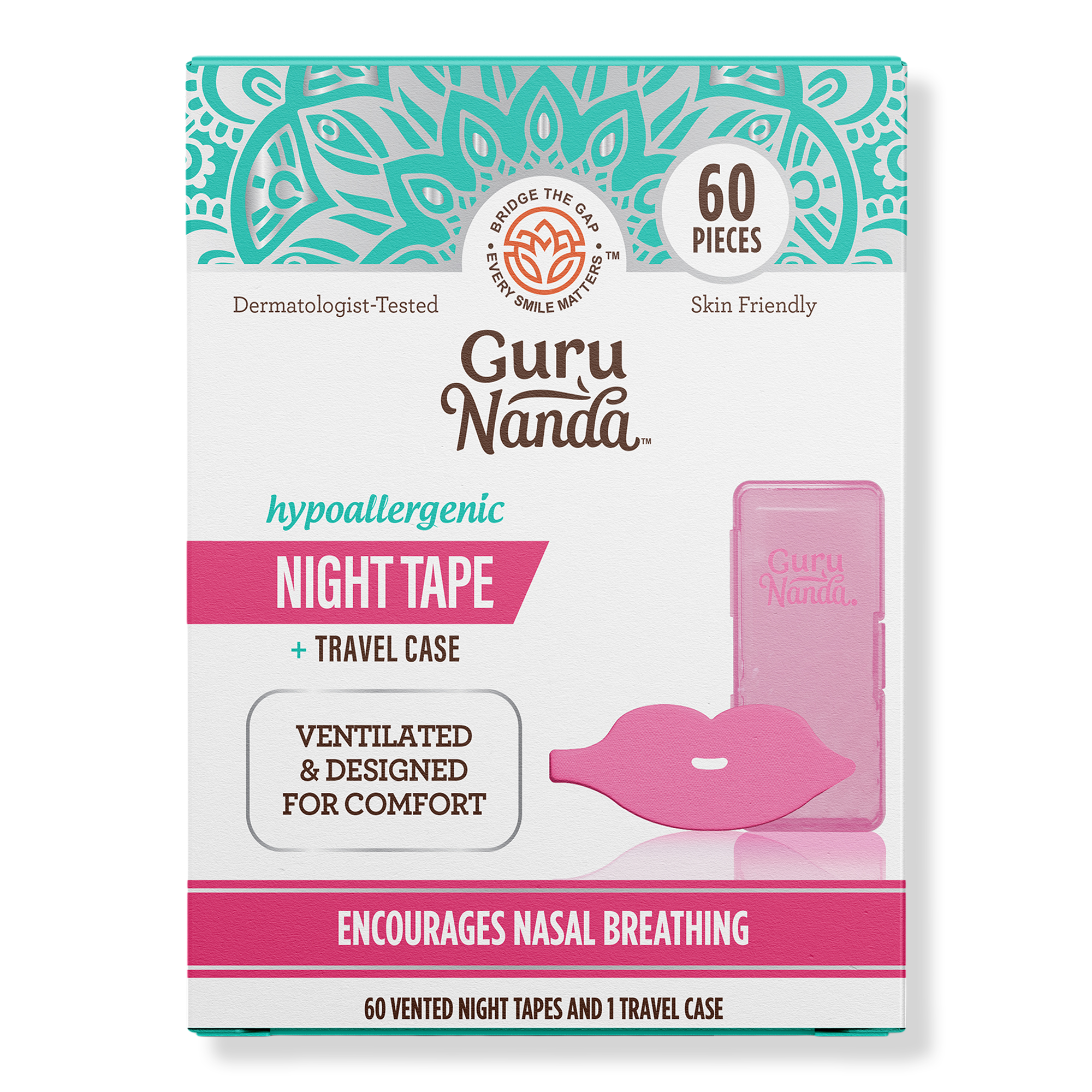 GuruNanda Hypoallergenic Pink Night Tape + Travel Case #1