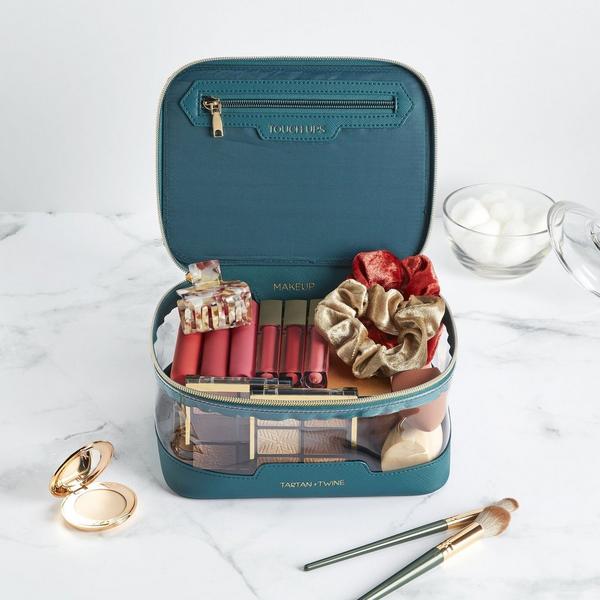 Tartan + Twine Transparent Teal Box Train Case #4
