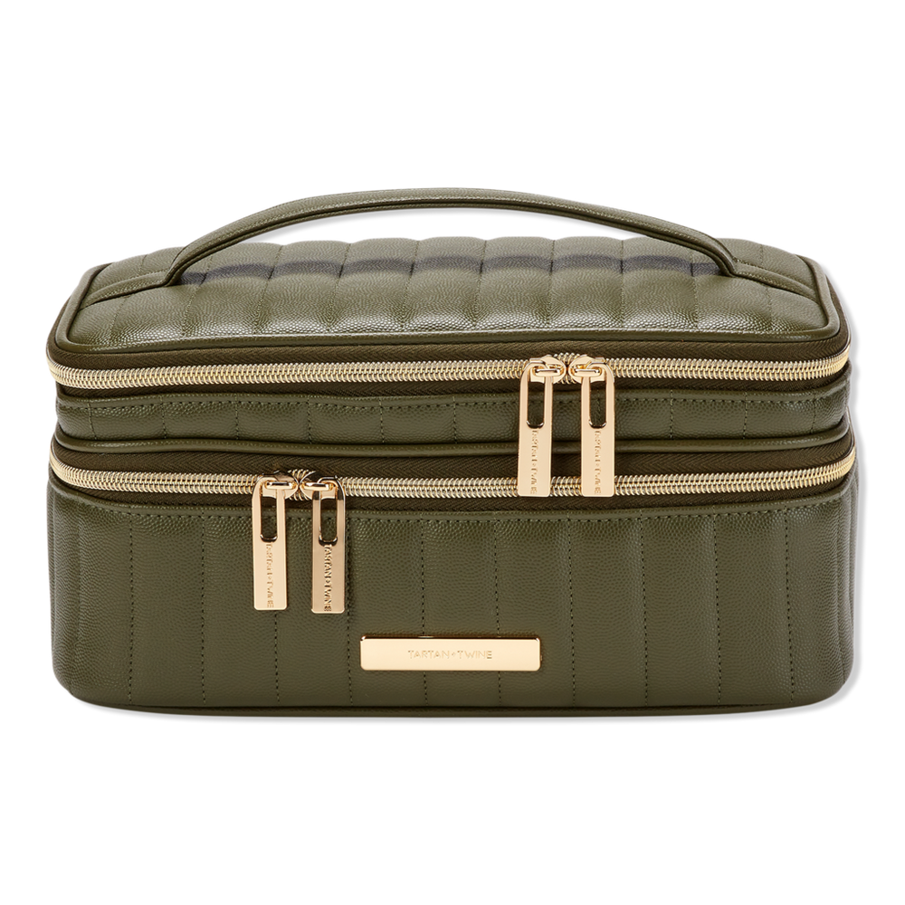Tartan + Twine Olive Train Case With Mirror