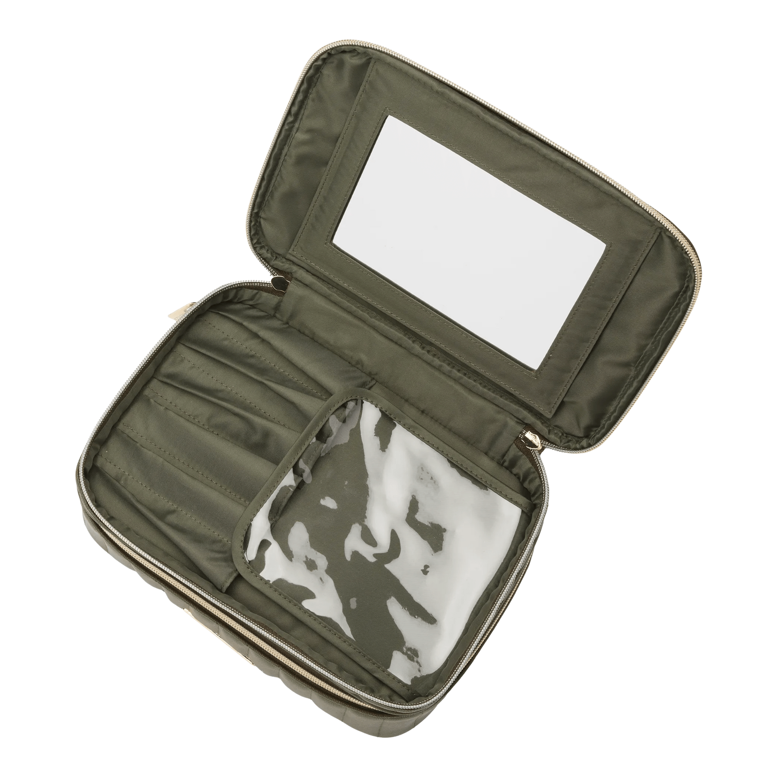Olive Train Case With Mirror