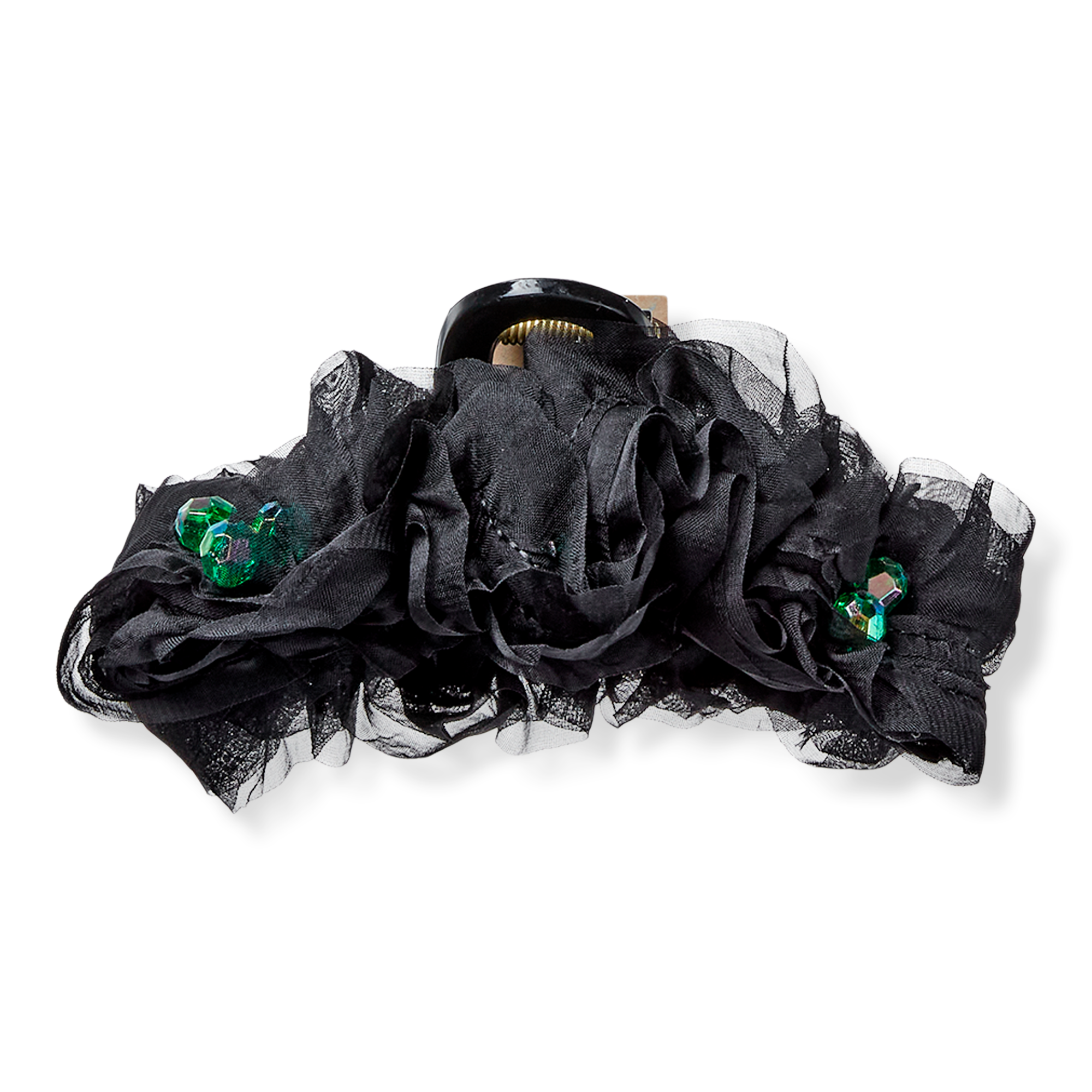 Scünci Wicked Black and Green Floral Claw Clip #1