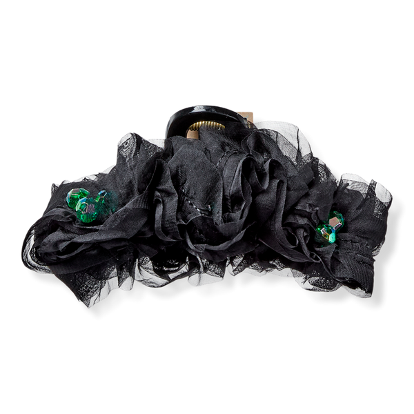 Scünci Wicked Black and Green Floral Claw Clip #1