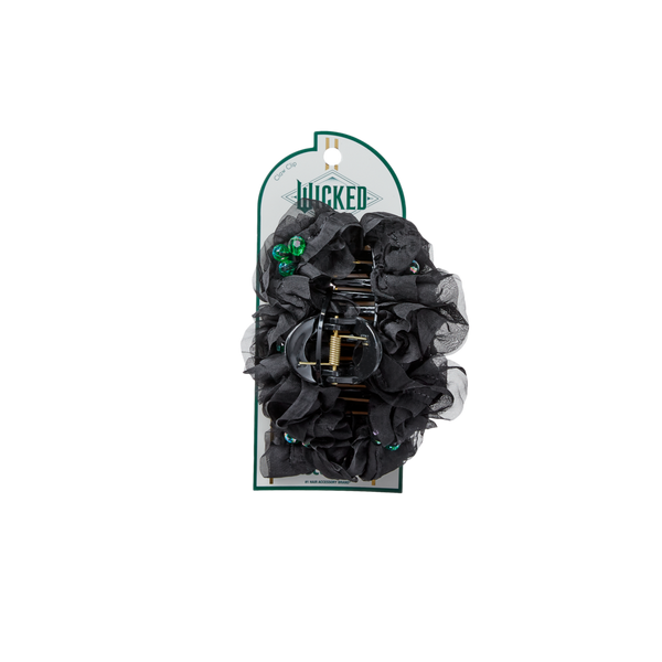 Scünci Wicked Black and Green Floral Claw Clip #2