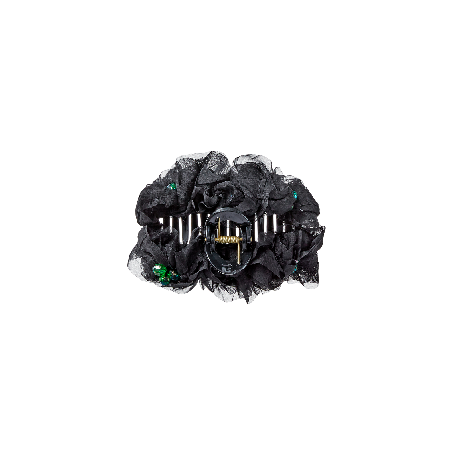 Wicked Black and Green Floral Claw Clip