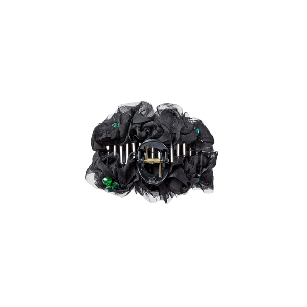 Scünci Wicked Black and Green Floral Claw Clip #3