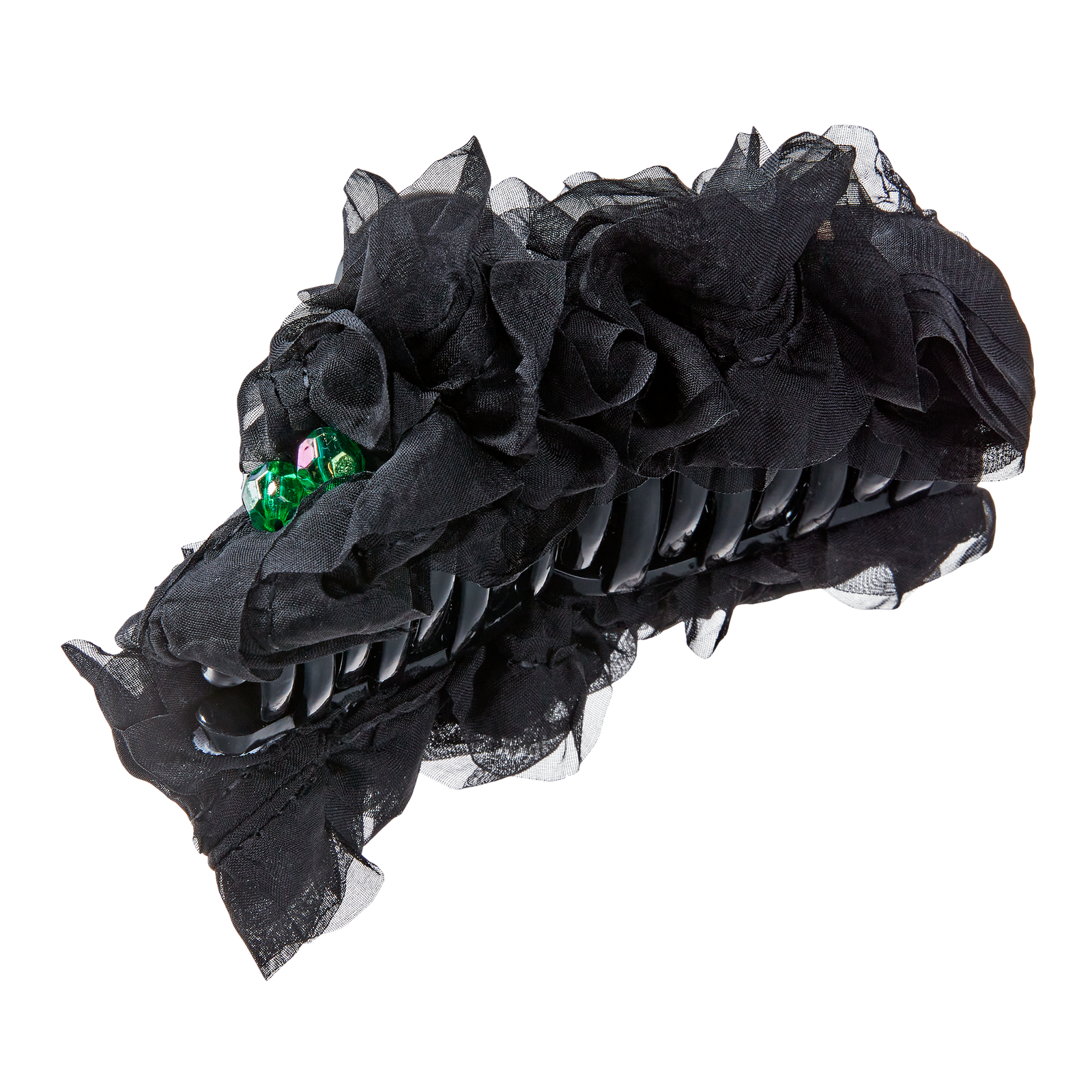 Wicked Black and Green Floral Claw Clip