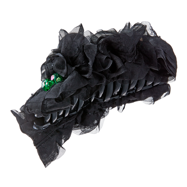 Scünci Wicked Black and Green Floral Claw Clip #4